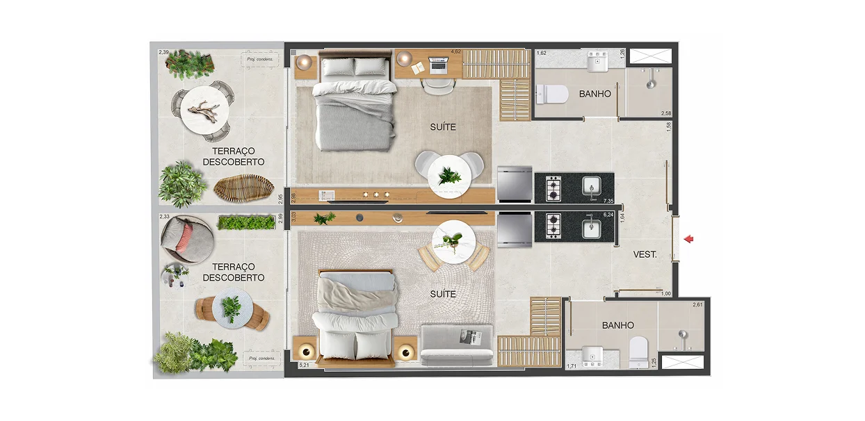 Apartamento garden double suíte 101