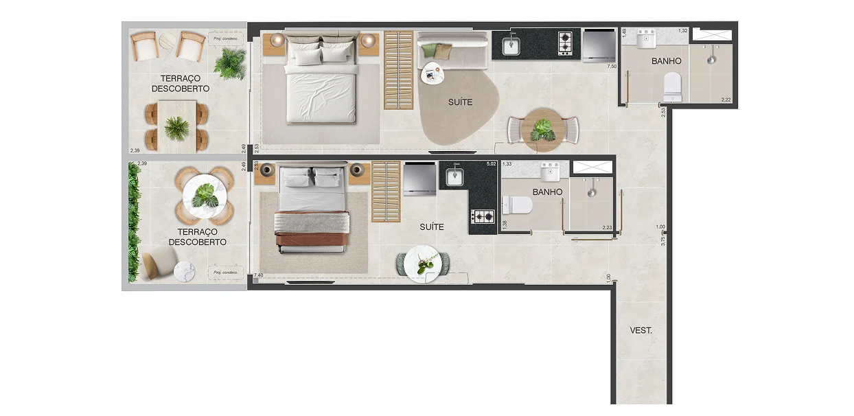 Apartamento garden double suíte 102